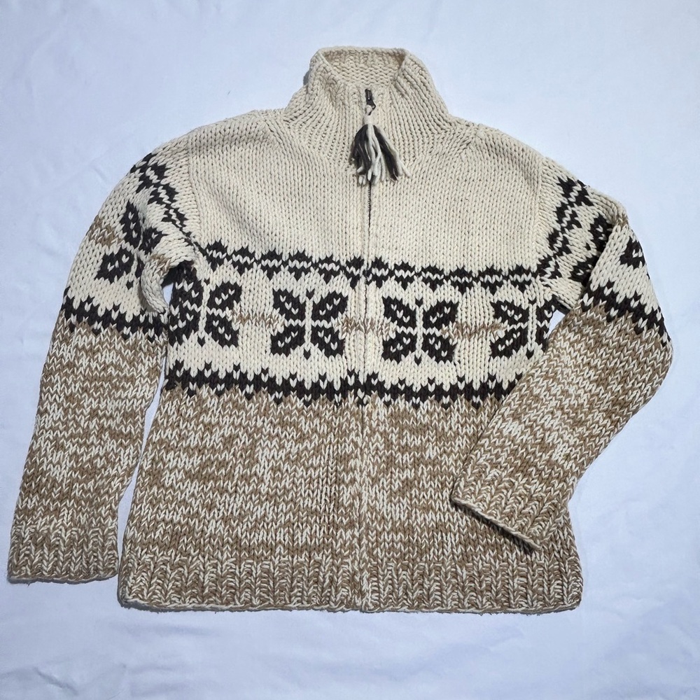 The Limited women Zip-Up Sweater in Cream and Brown